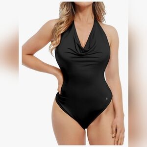 Popilush BNWT Halter Top Tummy Control Shapewear Bodysuit Cowl Neck - Thong - M